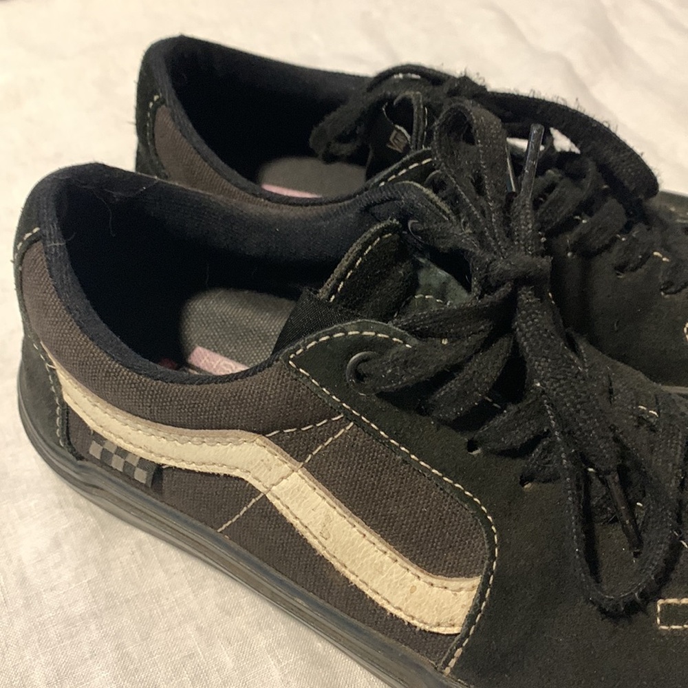 Vans Skate Popcush Old School Black and Cream Skateboarding Shoes Suede Upper - Picture 3 of 15